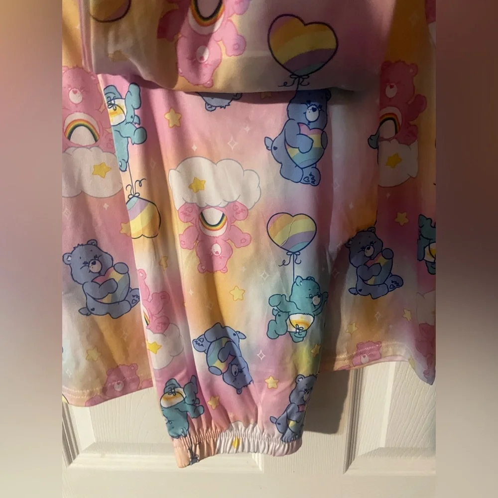 NWT Care Bears Girls Pajama Set Size‎ M 7/8 Rainbow Hearts 2 Piece Sleepwear